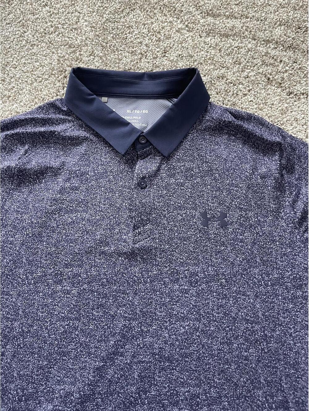 Under Armour Iso-Chill Polo NWOT XL Navy Heather Golf Shirt Performance